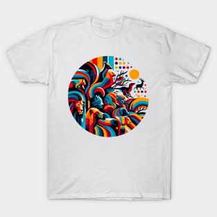 Wild Rhythms: Abstract Nature Fusion Art T-Shirt